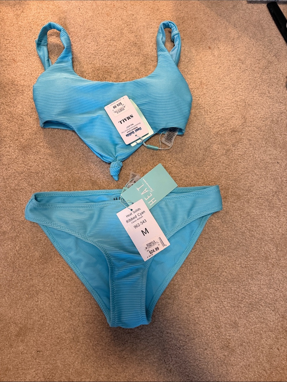 Ribbed Light Blue Bikini Set - Two Piece Swimsuit